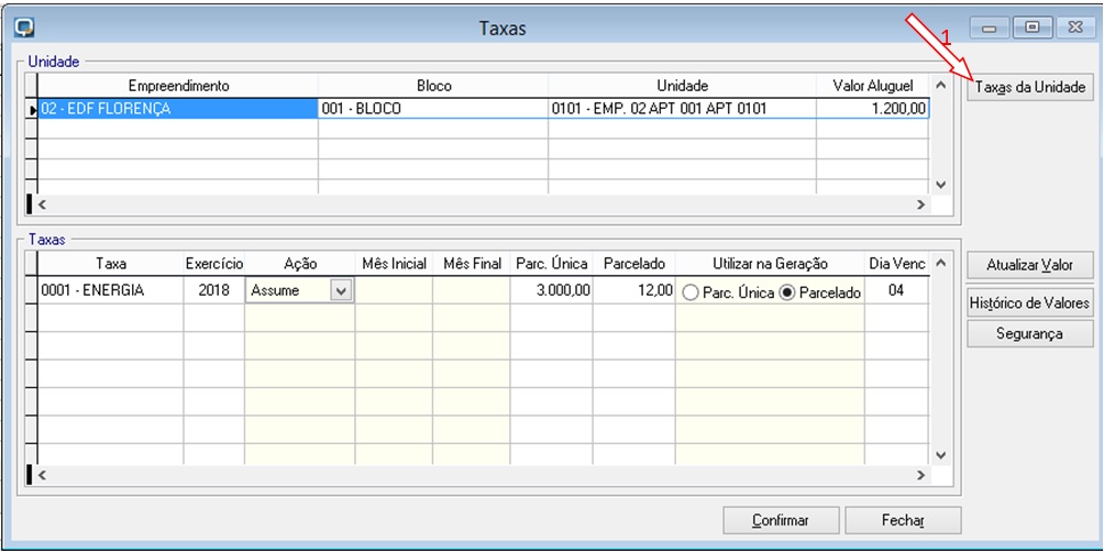 2.3. Incluindo uma taxa no contrato de aluguel: Para incluir uma taxa no contrato de aluguel, você deve acessar: