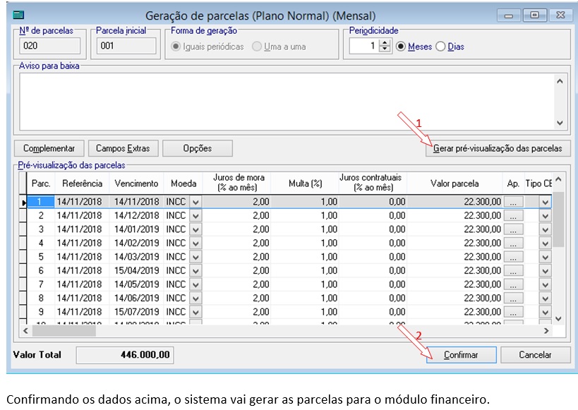 2.4. Gerando as parcelas do contrato: Para geração das parcelas do contrato, você precisa acessar na gestão de imóveis o