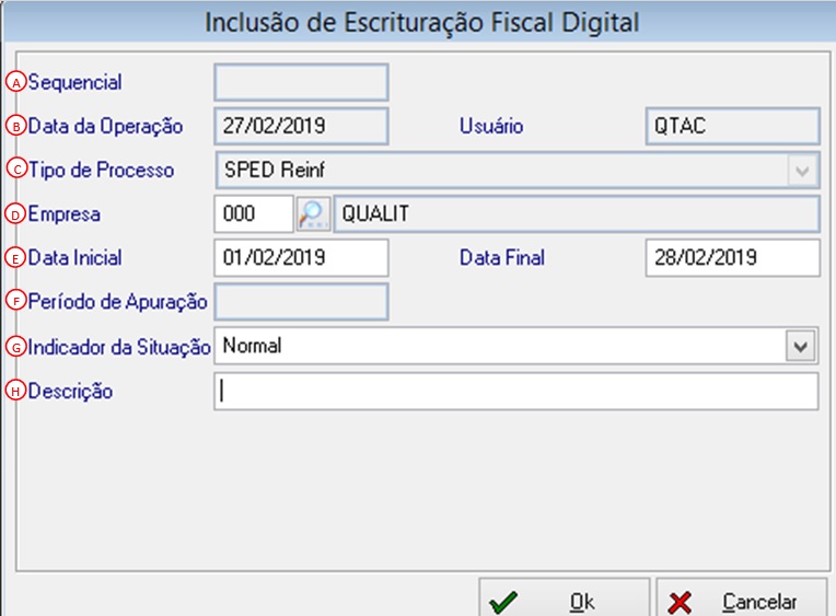 Clicando em incluir temos: