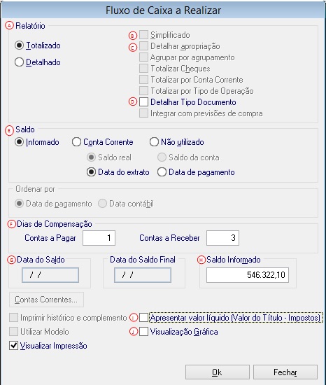 Vamos detalhar os parâmetros do relatório: