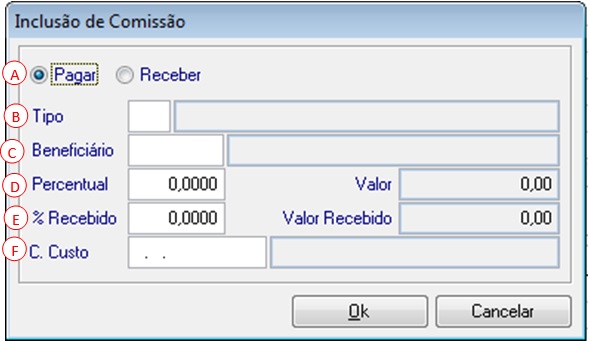 O usuário irá fazer a inclusão de cada funcionário que irá receber a comissão, clicando no botão <Incluir>, irá aparecer a