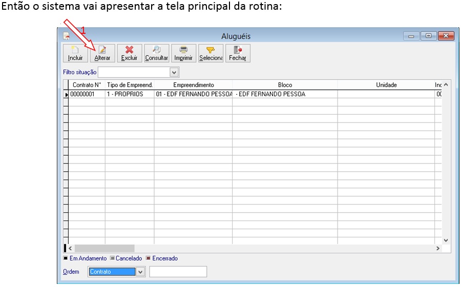 2.2. Incluindo uma unidade no contrato de aluguel: Para incluir uma unidade no contrato de aluguel no sistema, você deve