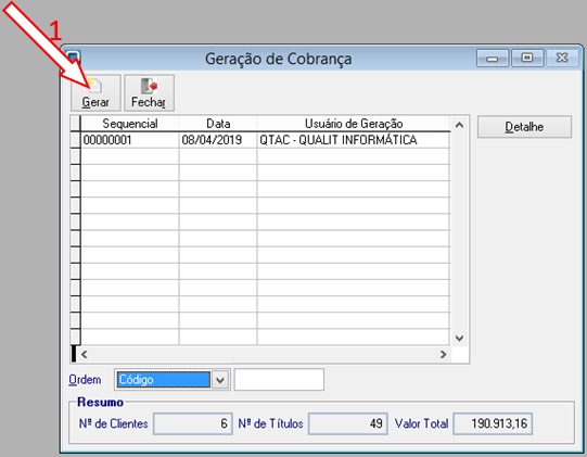 Em seguida <Gerar>: