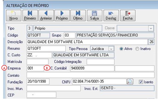 Alterando o cadastro da empresa que vamos realizar a integração temos: