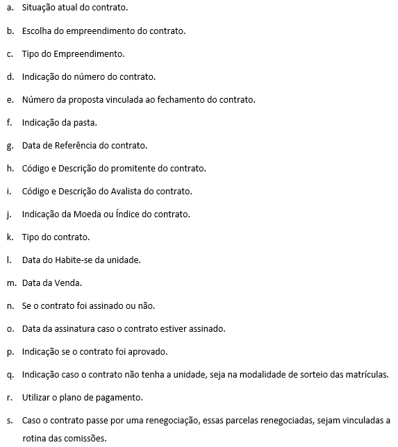 Vamos detalhar cada campo para a inclusão de um novo contrato: