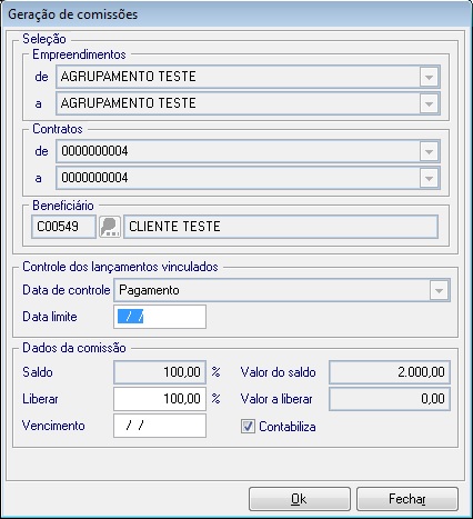 Clicando no botão <Gerar Individual> irá aparecer a seguinte tela: