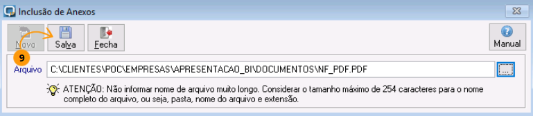 Adicionando um anexo: - Feito isso, o sistema vai abrir a seguinte tela: